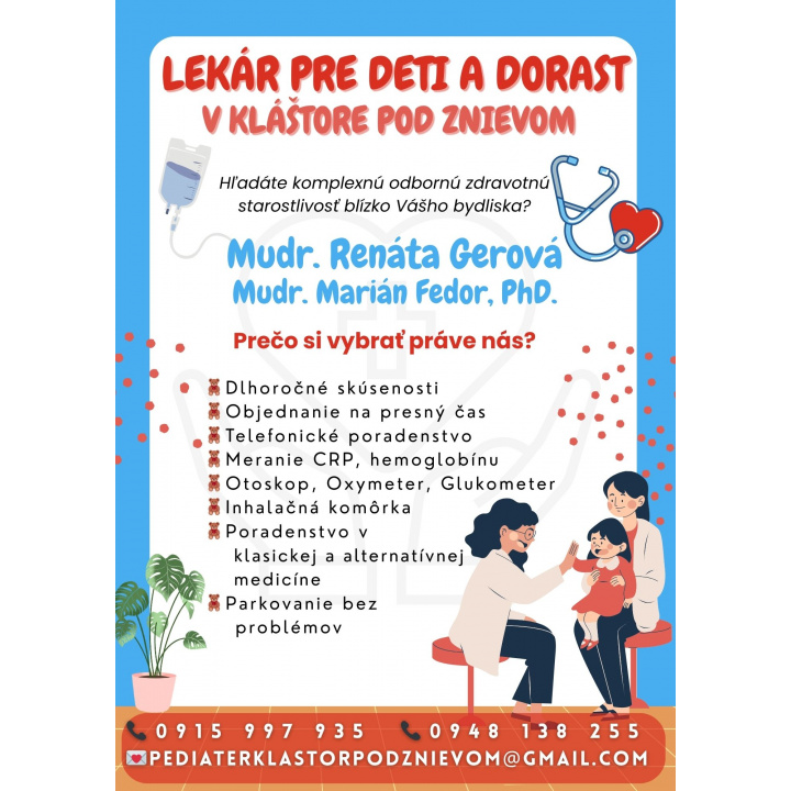 Menšia fotka pre článok Detská lekárka - Kláštor pod Znievom